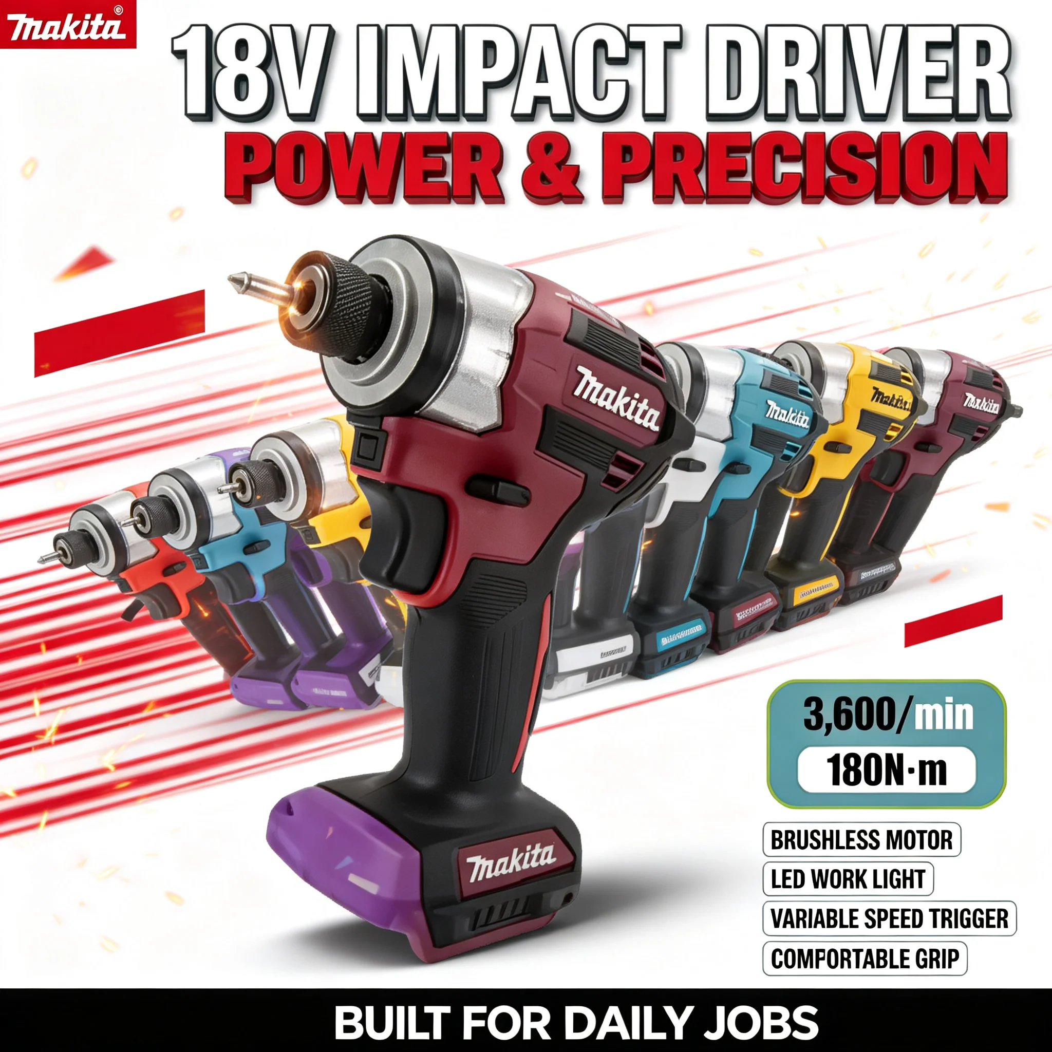 Woodworking Essential Tools - 18V Makita DTD173 Brushless Cordless Impact