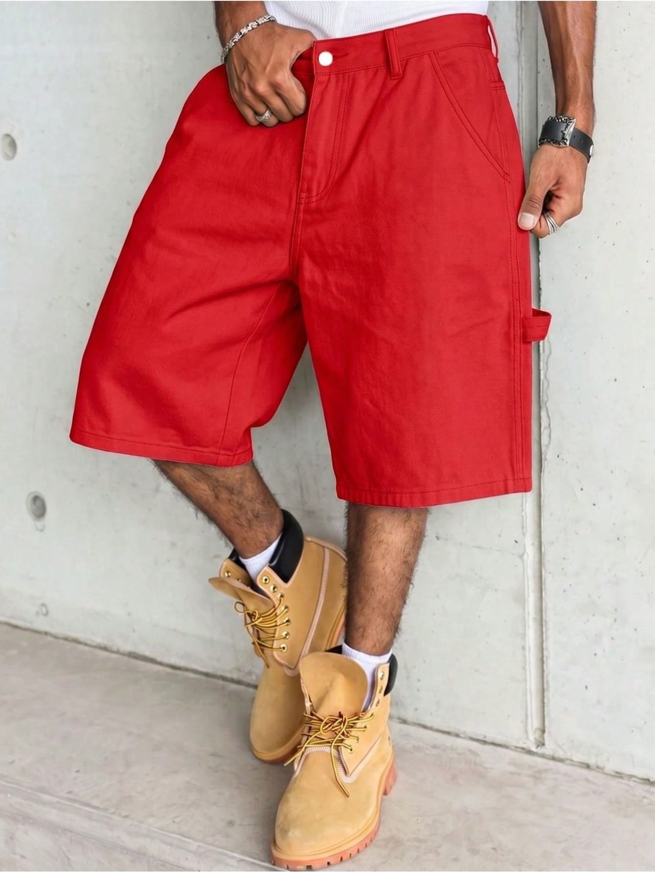 Men's Solid Bright Red Carpent - Woodworking Overalls ulasan dan harga