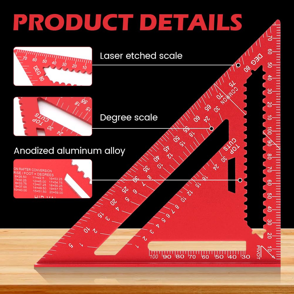 Aluminum Alloy Speed Square Hi - Woodworking Man ulasan dan harga