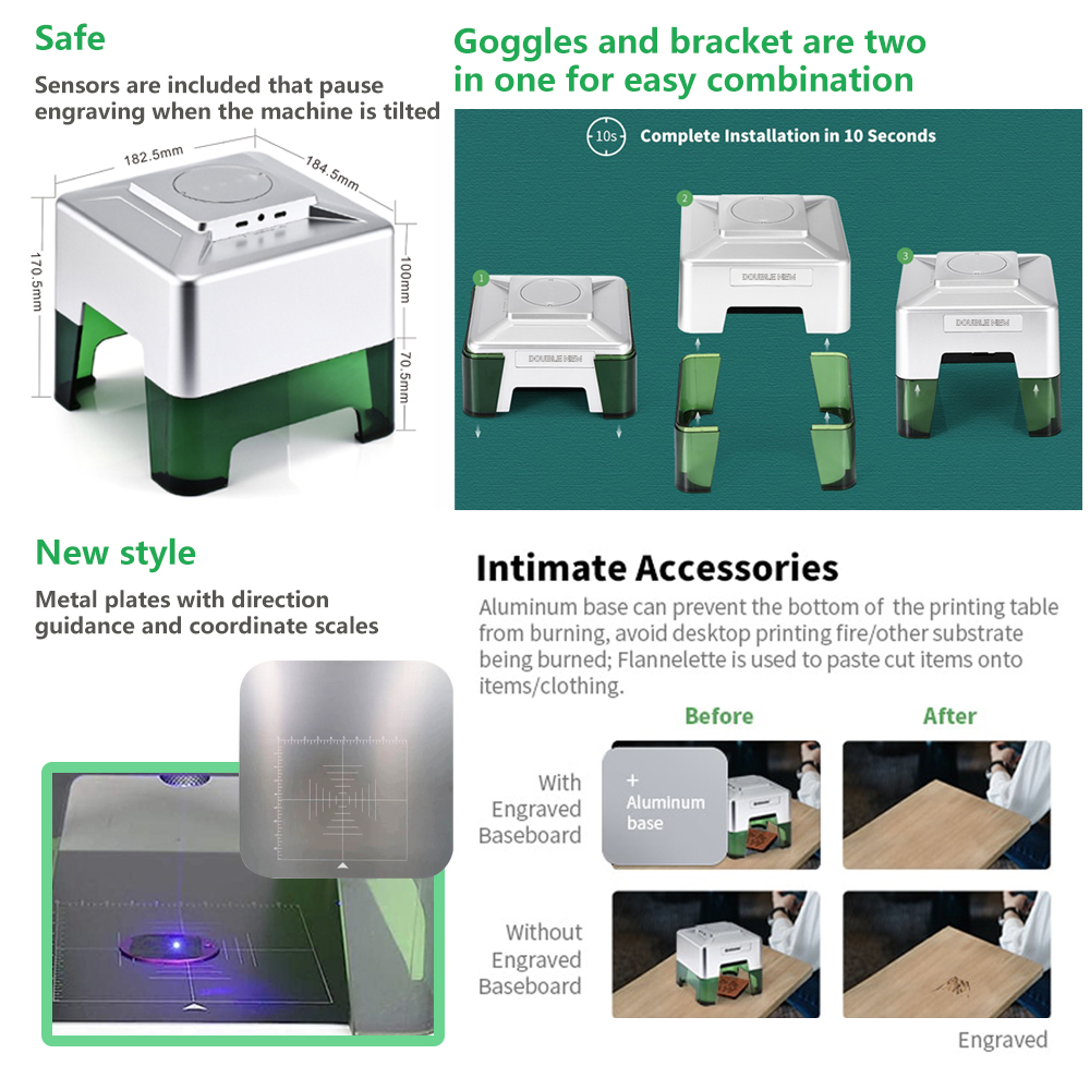 3W Mini Laser Engraver Portabl - Woodworking Logos ulasan dan harga