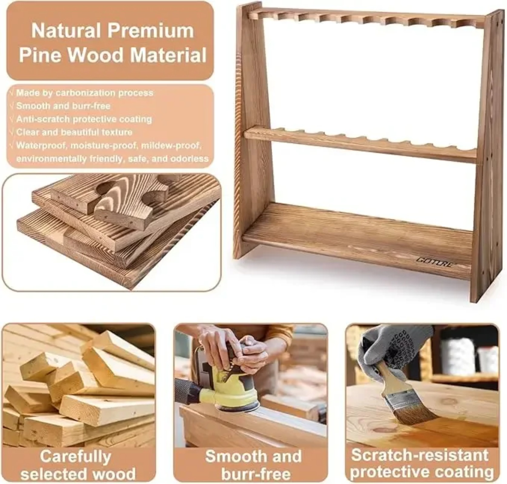 Goture Carbonized Pine Wood Fi - Woodworking Show ulasan dan harga