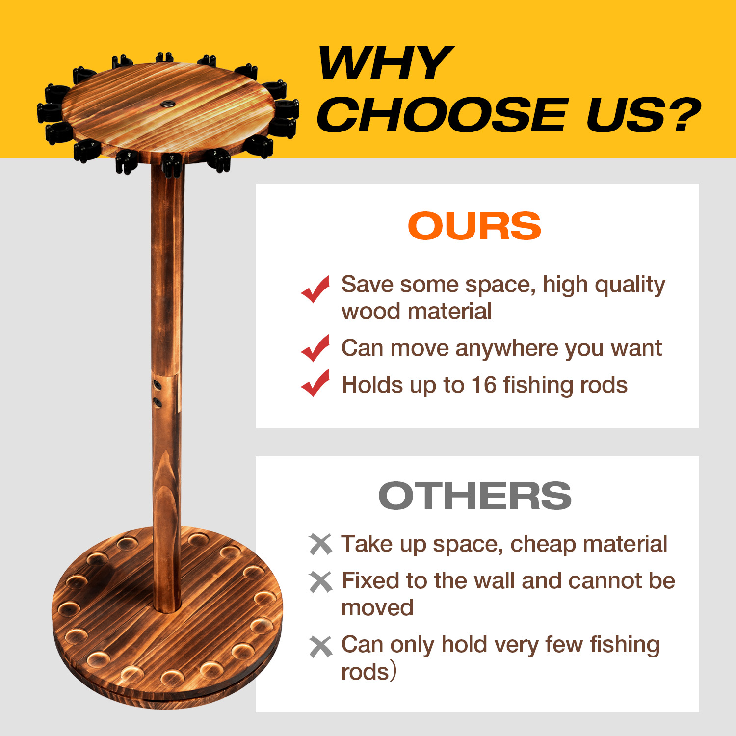 Round Carbonized Wood Fishing  - Woodworking Show ulasan dan harga