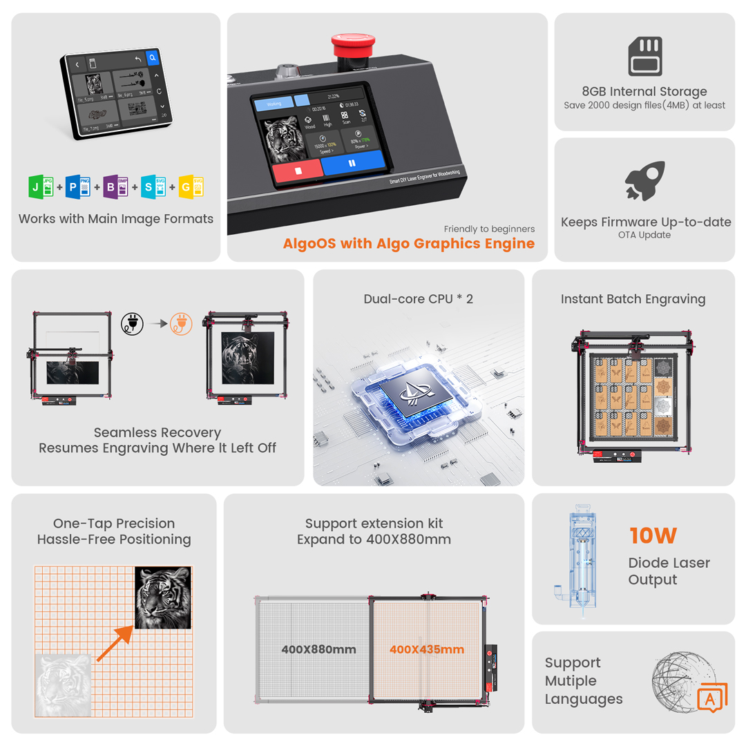 AlgoLaser DIY KIT MK2 10W Lase - Woodworking Logos ulasan dan harga