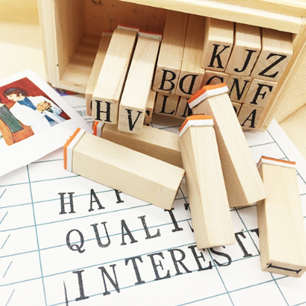 Wooden Alphabet & Number Stamp - Woodworking Logos ulasan dan harga