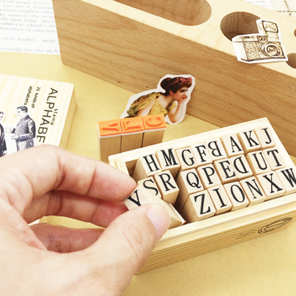 Wooden Alphabet & Number Stamp - Woodworking Logos ulasan dan harga