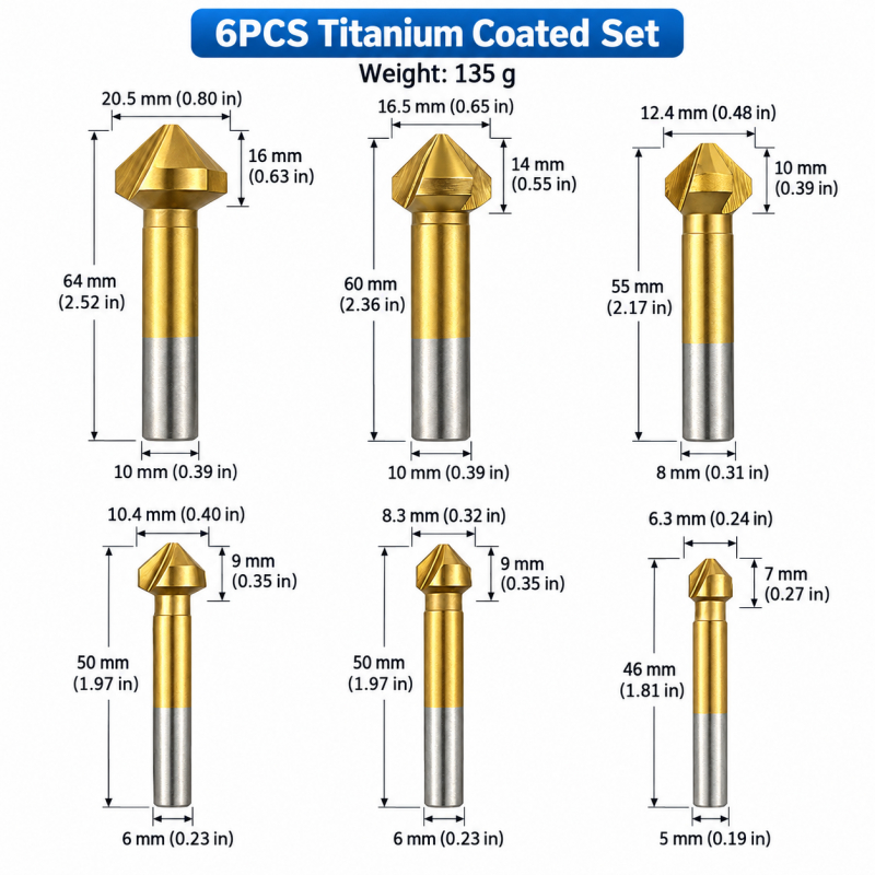 6Pcs 3-Flute Titanium Coated 9 - Woodworking Kit ulasan dan harga